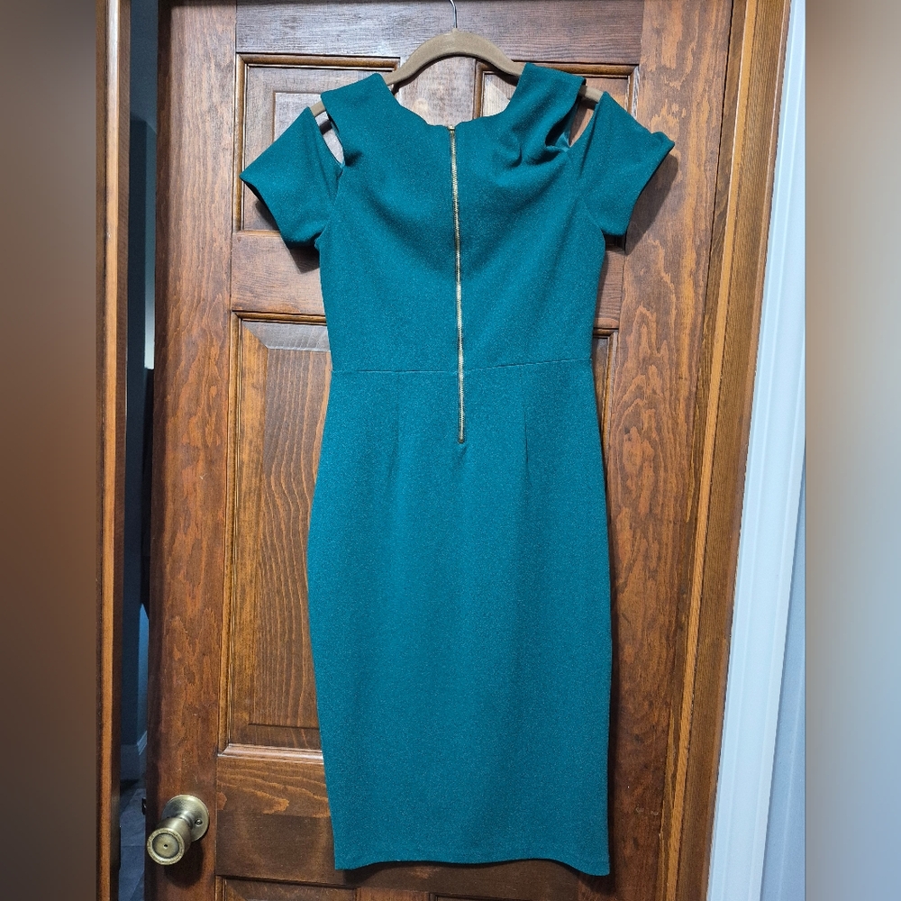 Express Teal Cold Shoulder Mini Dress - Picture 2 of 5